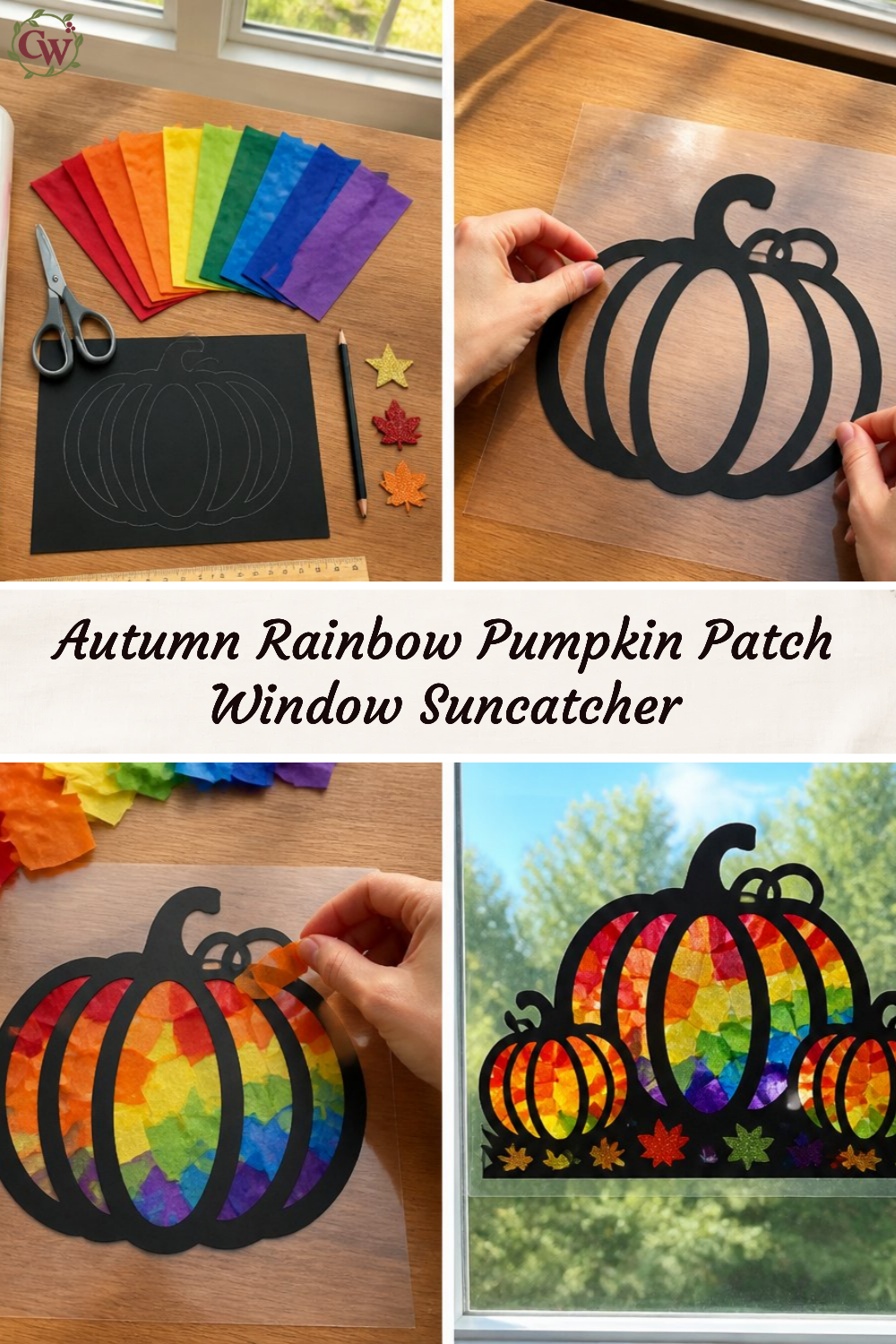 Autumn Rainbow Pumpkin Patch Window Suncatcher
