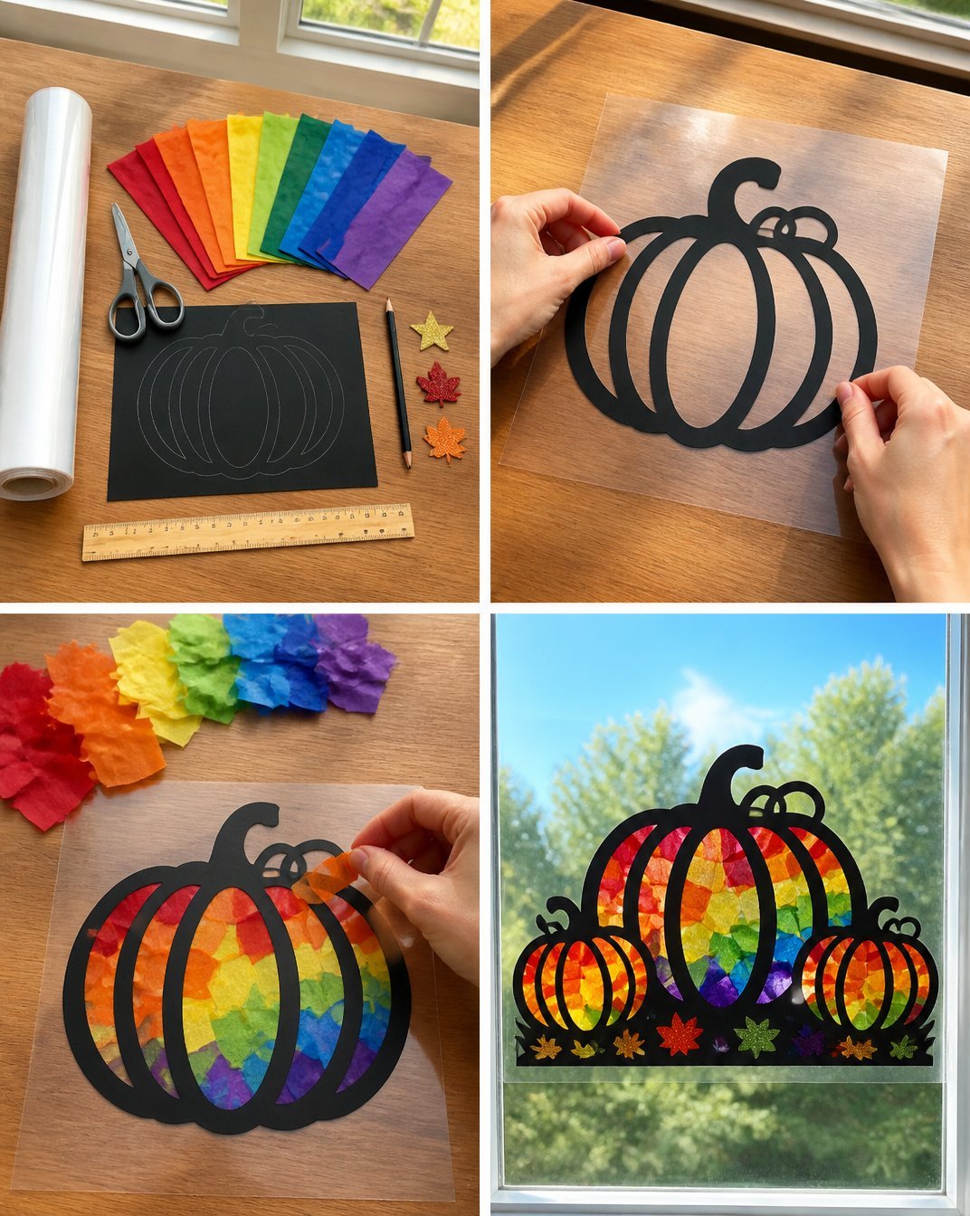 Autumn Rainbow Pumpkin Patch Window Suncatcher
