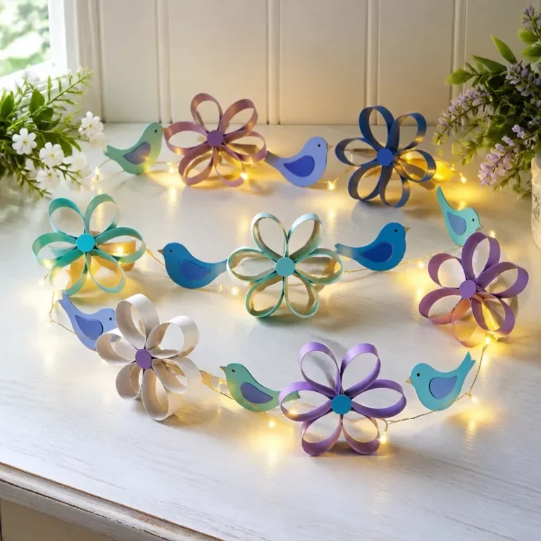 Eco-friendly DIY Bluebird Flower-Light Garland for home decoration