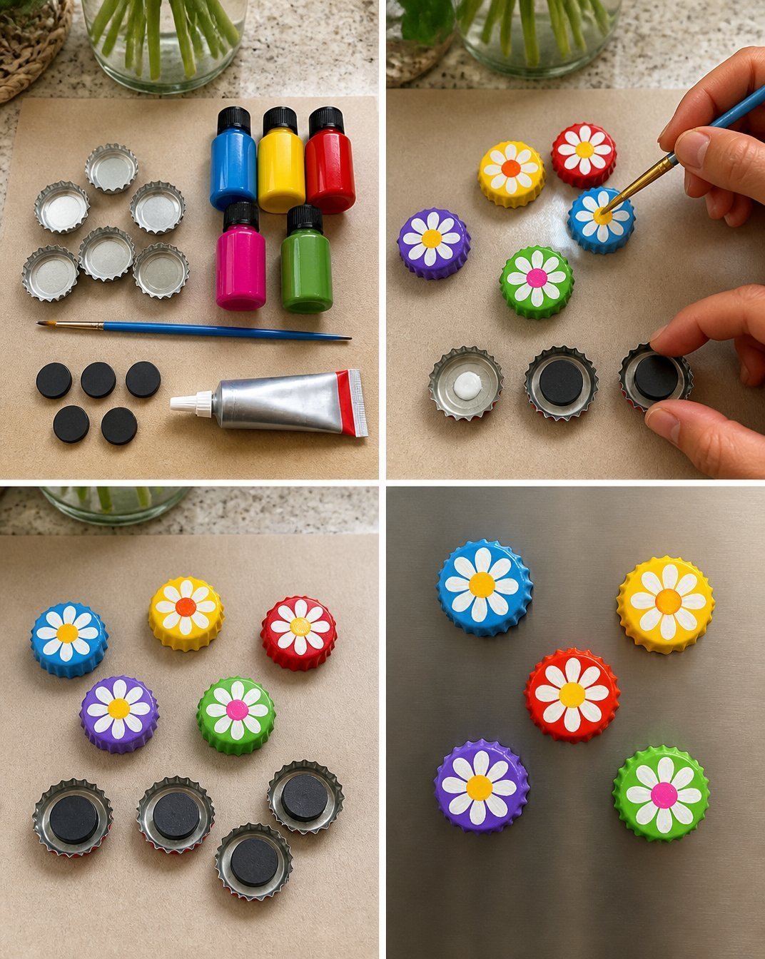 How to Make Bottle Cap Flower Magnets: Easy DIY Tutorial