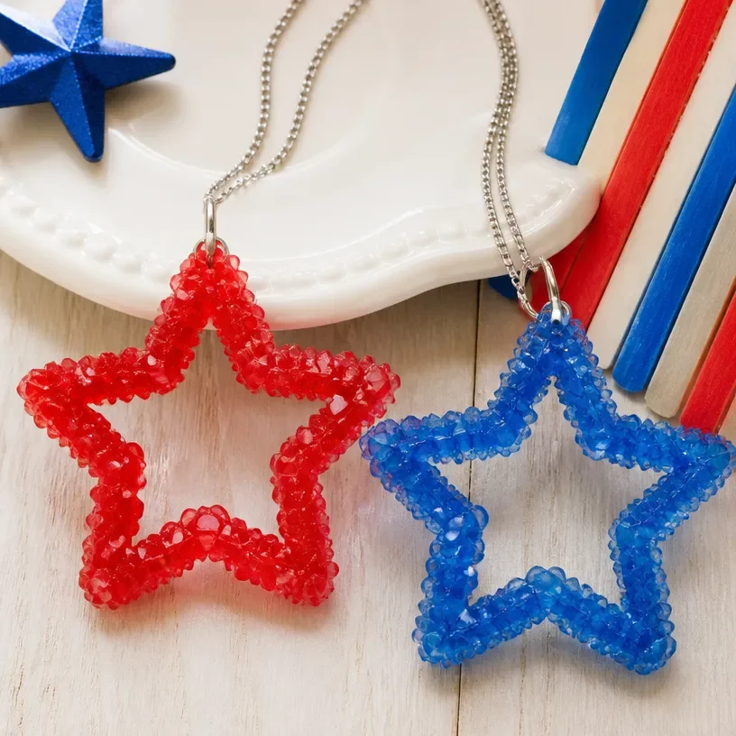 DIY Crystal Star Patriotic Ornament representing American pride