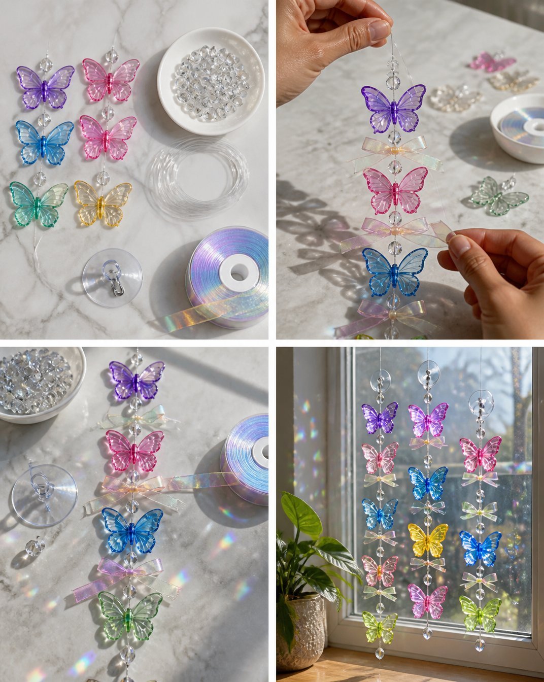 Butterfly Crystal Window Decor: Sparkling Glass Cascade