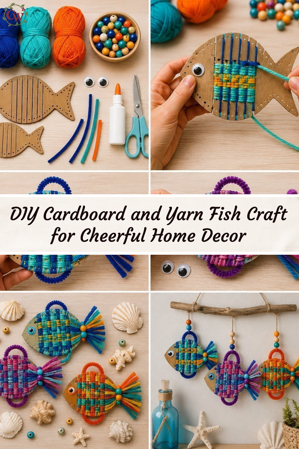 DIY Cardboard and Yarn Fish Craft for Cheerful Home Decor