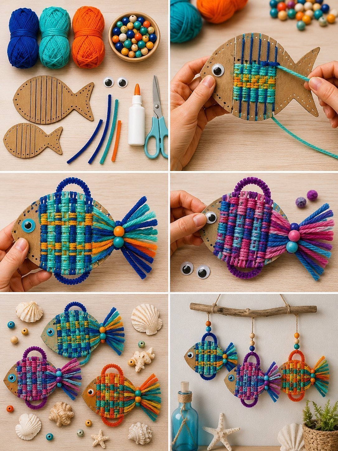 DIY Cardboard and Yarn Fish Craft for Cheerful Home Decor