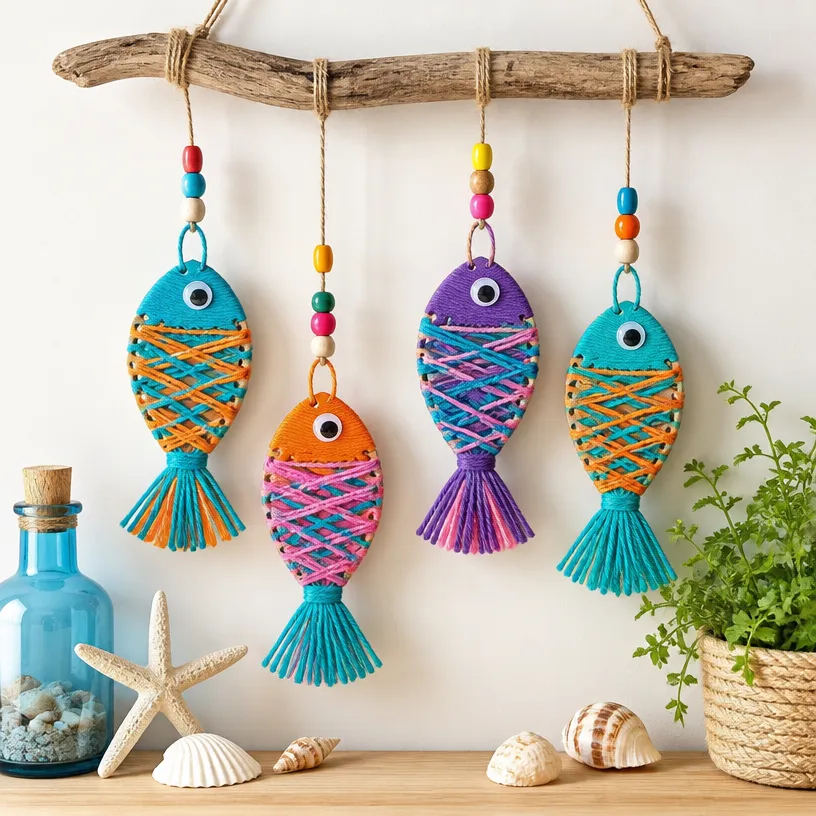 DIY Cardboard and Yarn Fish Craft for Cheerful Home Decor