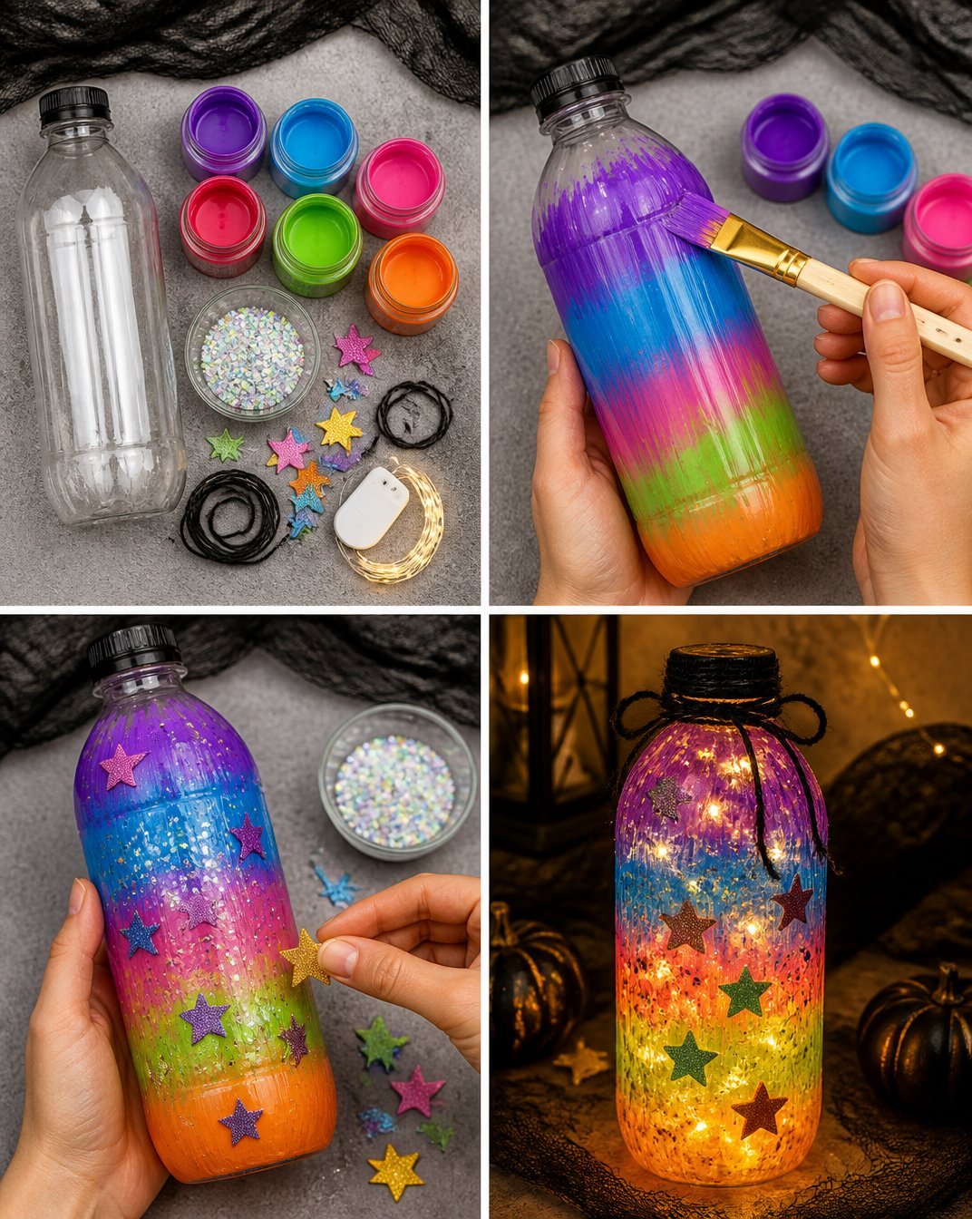 DIY Colorful Potion Bottle Lantern for Halloween