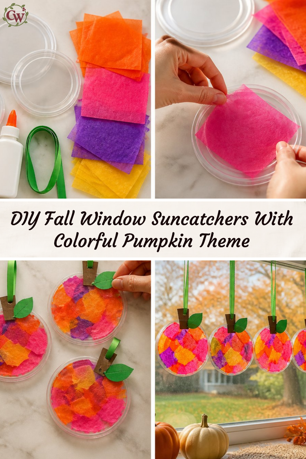 DIY Fall Window Suncatchers With Colorful Pumpkin Theme