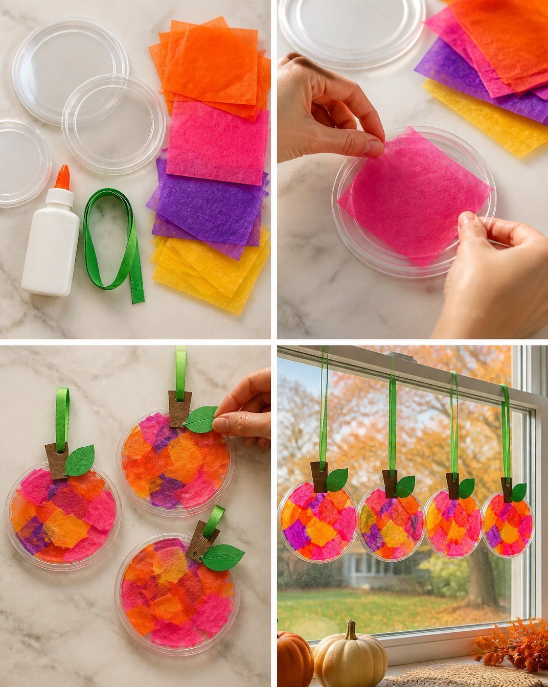 Autumn Window Suncatchers Featuring a Colorful Pumpkin Theme