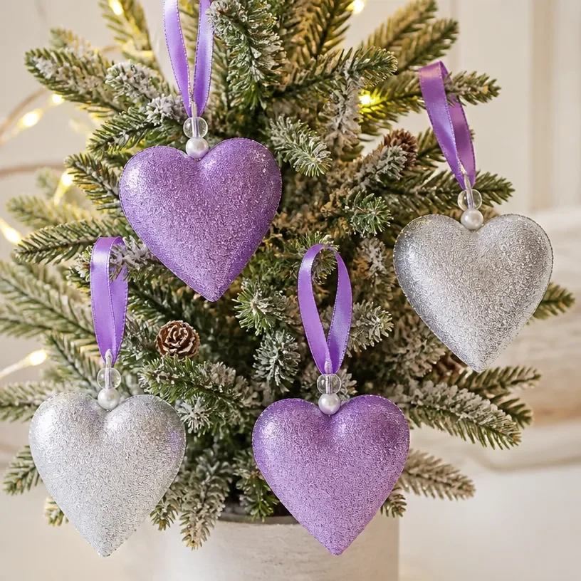 Colorful DIY glittery heart ornaments for handmade home decor