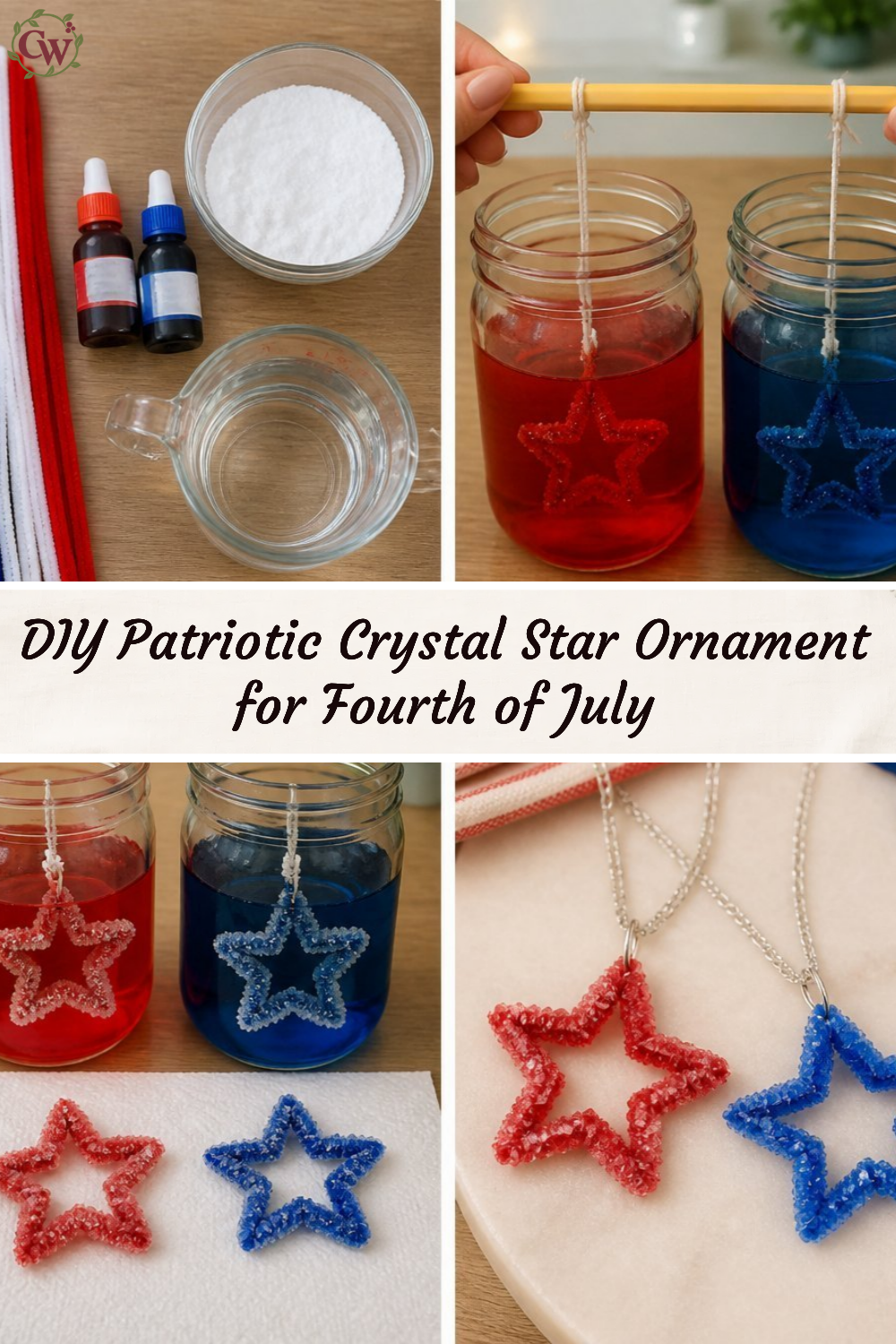 DIY Patriotic Crystal Star Ornament for Fourth of July