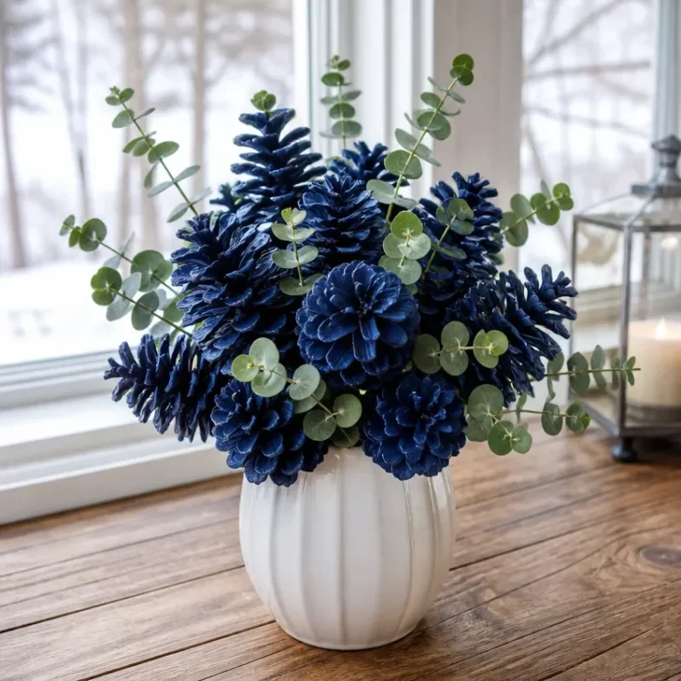 Beautiful DIY pinecone centerpiece for autumn decor inspiration