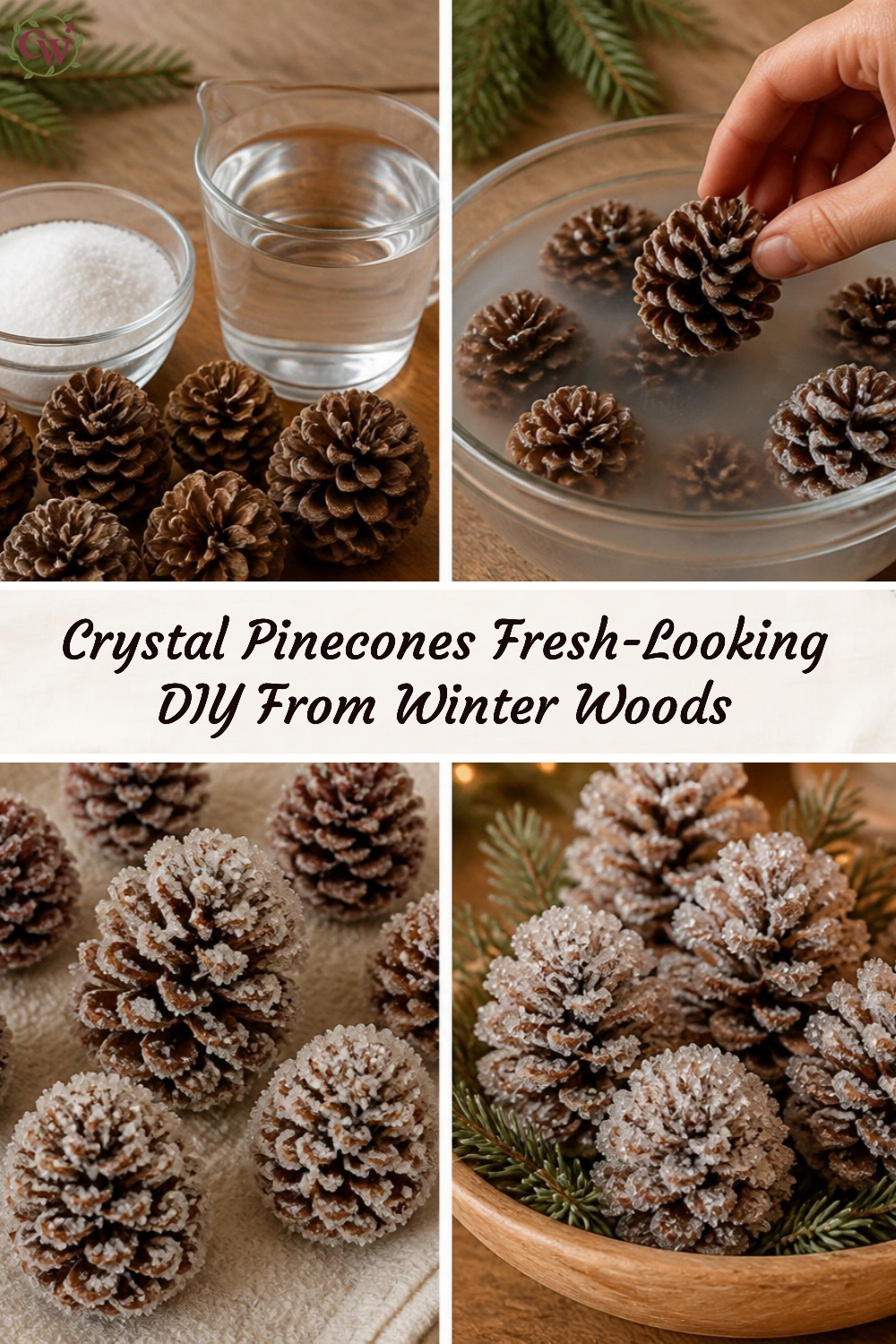 Crystal Pinecones Fresh-Looking DIY From Winter Woods