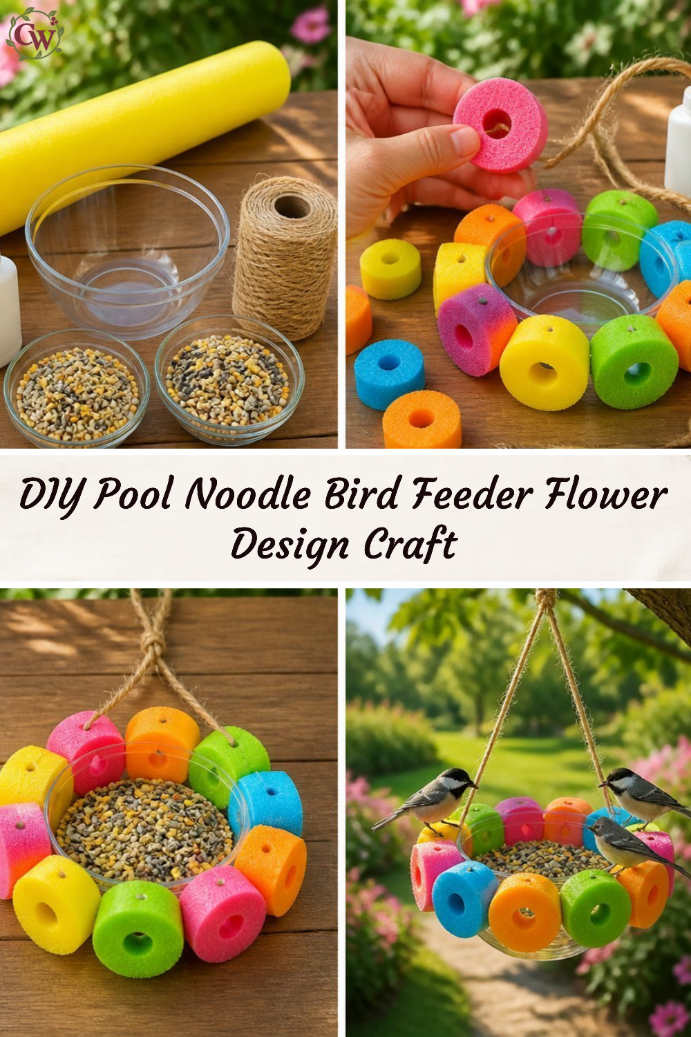 DIY Pool Noodle Bird Feeder Flower Design Craft