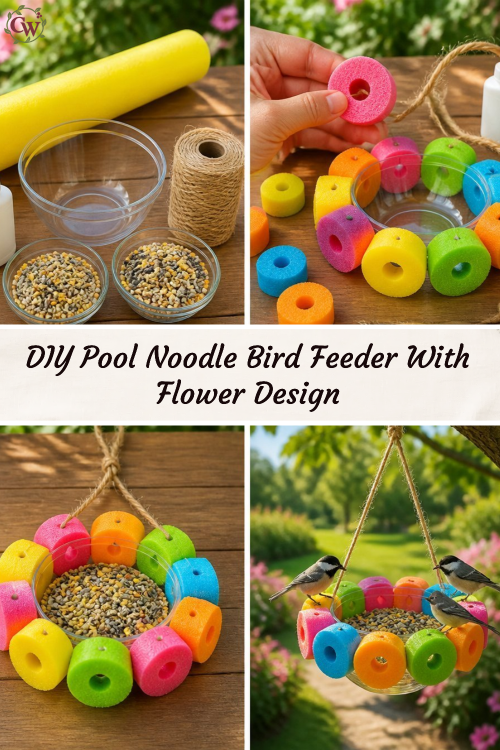 DIY Pool Noodle Bird Feeder With Flower Design