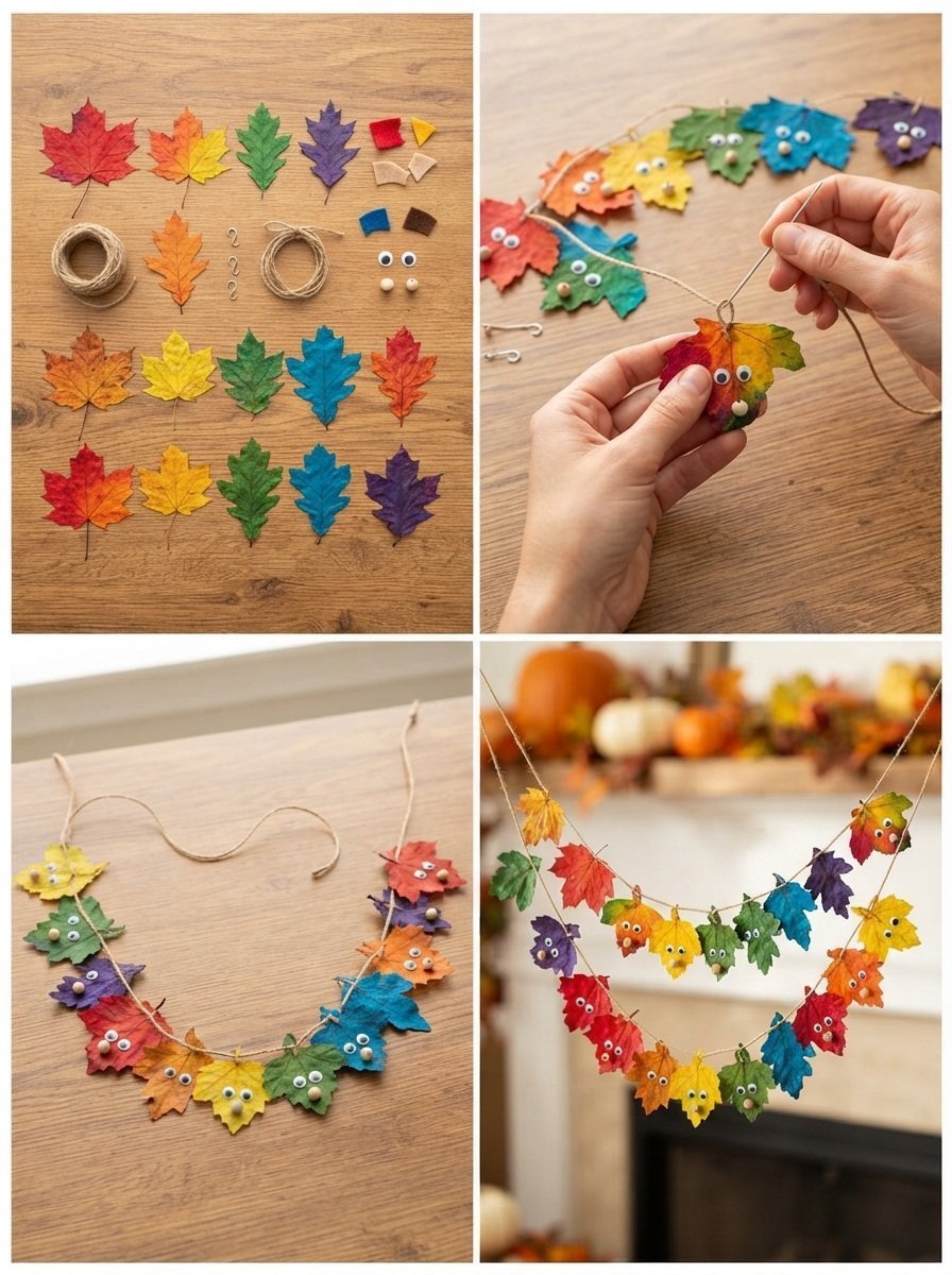 Rainbow Fall Leaf Puppy Garland Turns Into Beauty