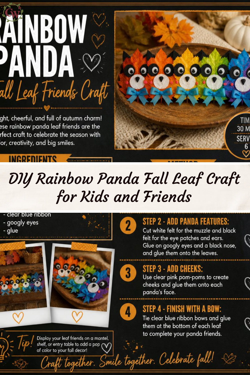 DIY Rainbow Panda Fall Leaf Craft for Kids and Friends