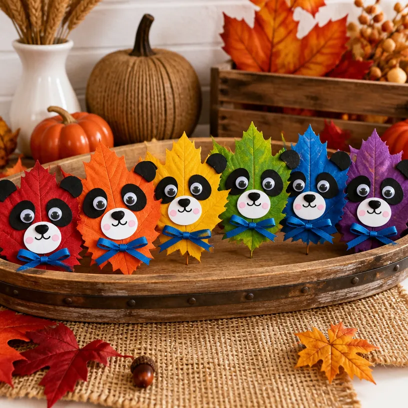 Rainbow Panda Fall Leaf Craft for Kids and Friends