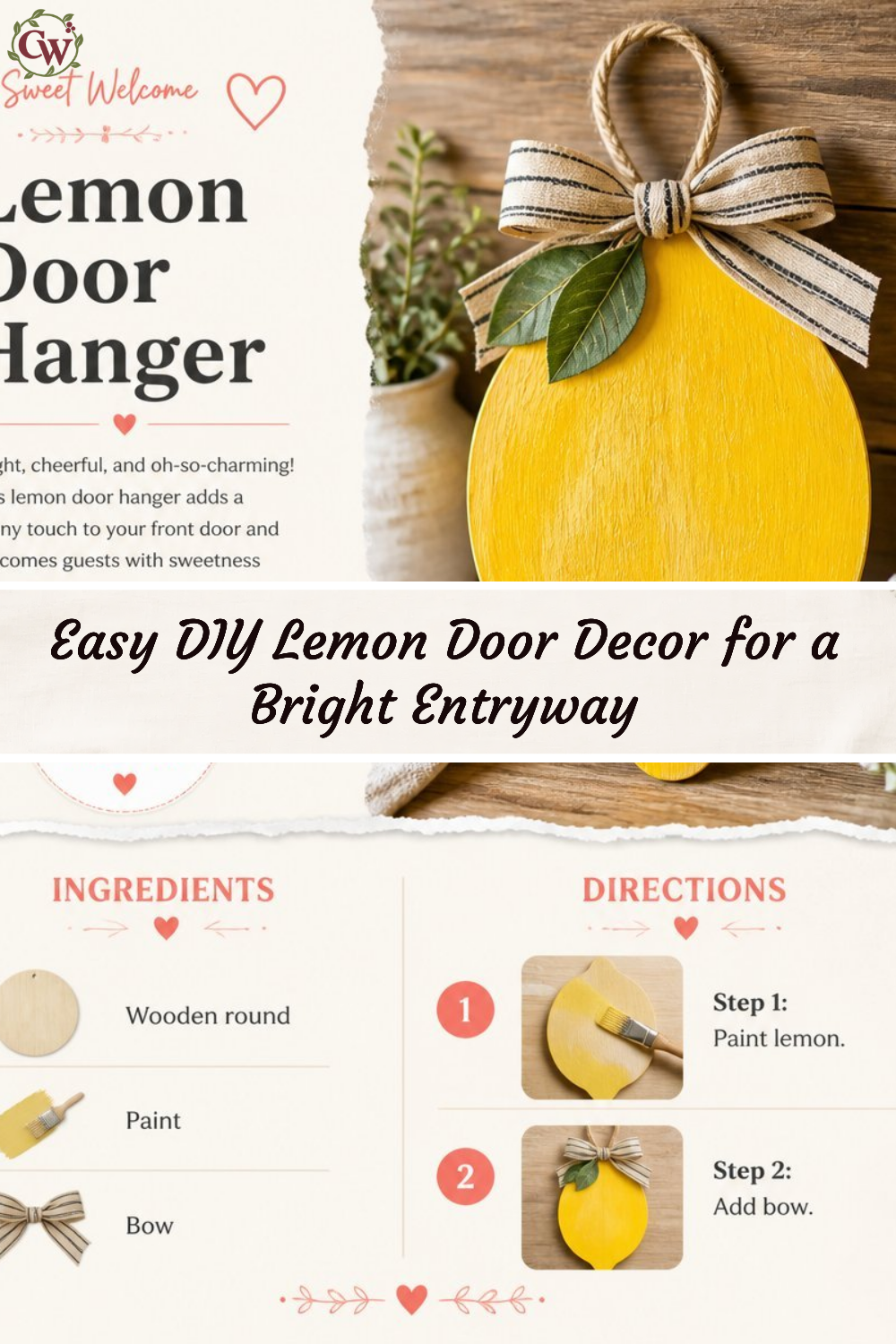 Easy DIY Lemon Door Decor for a Bright Entryway
