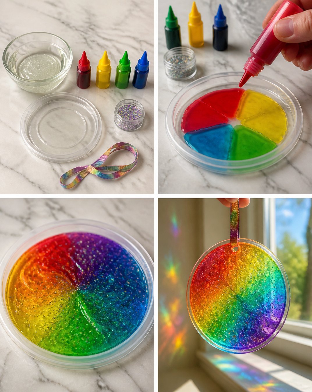 Rainbow Suncatcher Craft Using Clear Glue