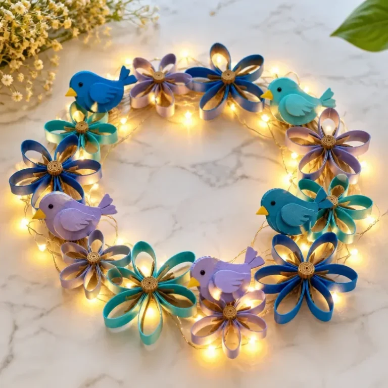 Eco-Friendly Bluebird Flower-Light Garland for sustainable decoration
