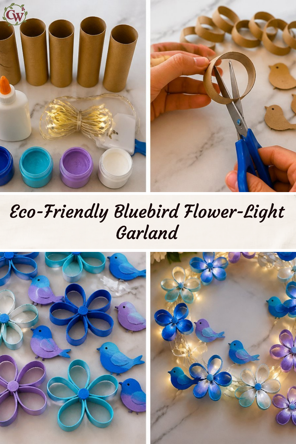 Eco-Friendly Bluebird Flower-Light Garland