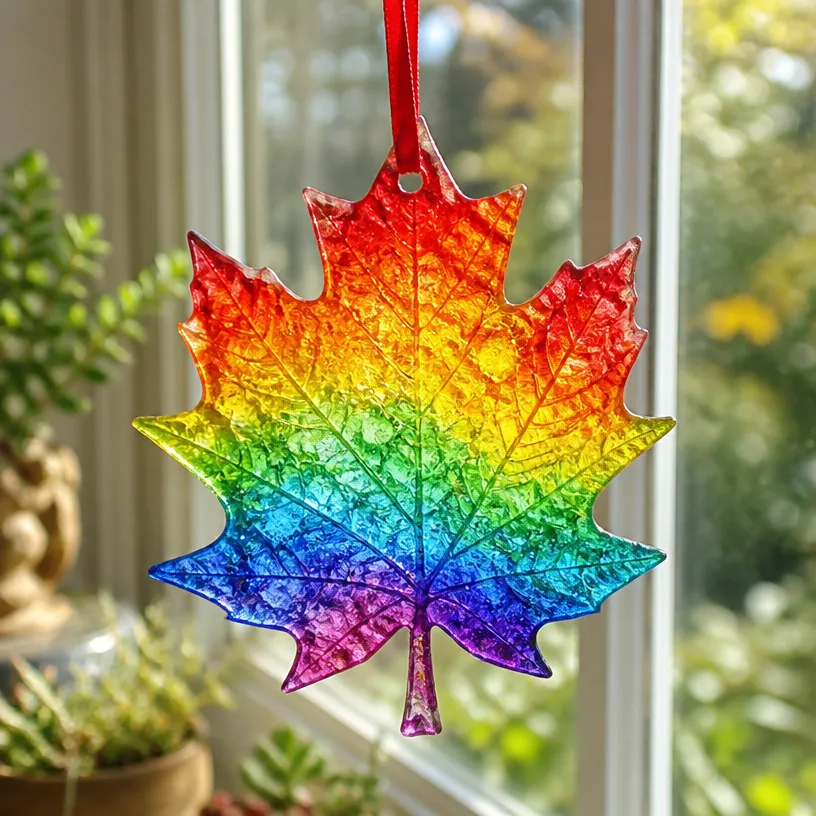 DIY Rainbow Crayon Melt Fall Leaf Suncatcher Tutorial