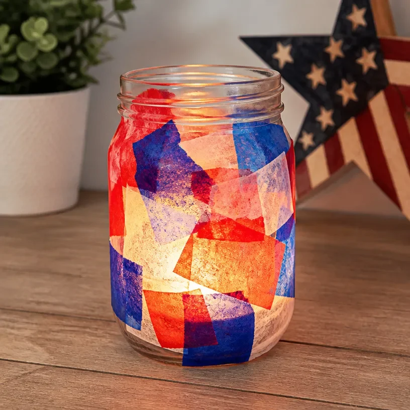 Fourth of July Mason Jar Lantern DIY