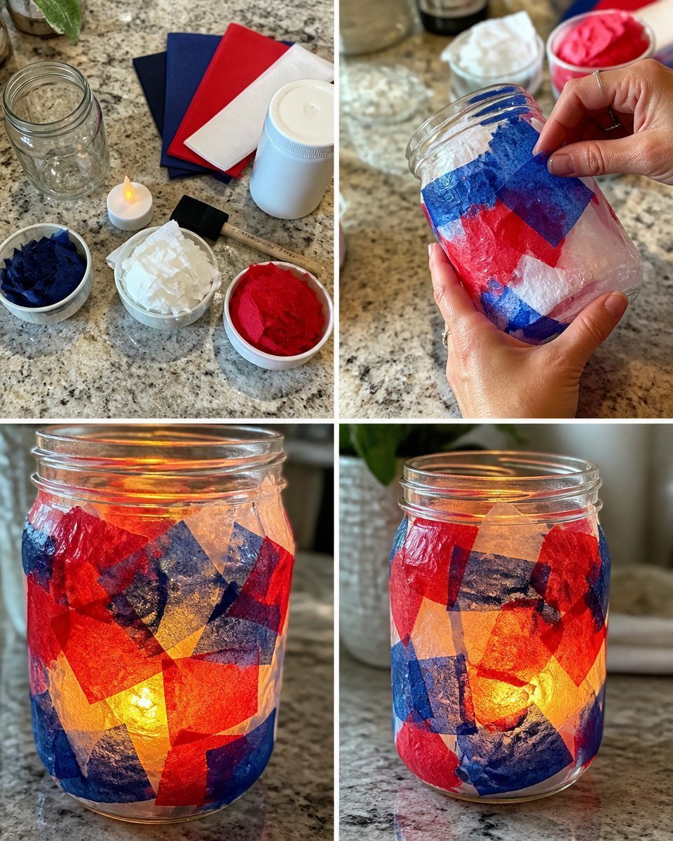 Fourth of July Mason Jar Lantern DIY