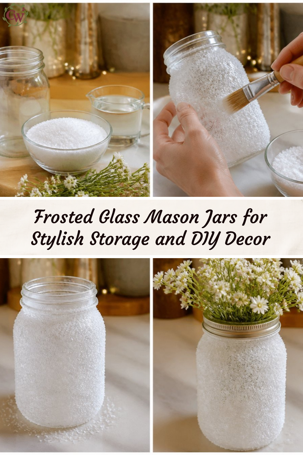 Frosted Glass Mason Jars for Stylish Storage and DIY Decor