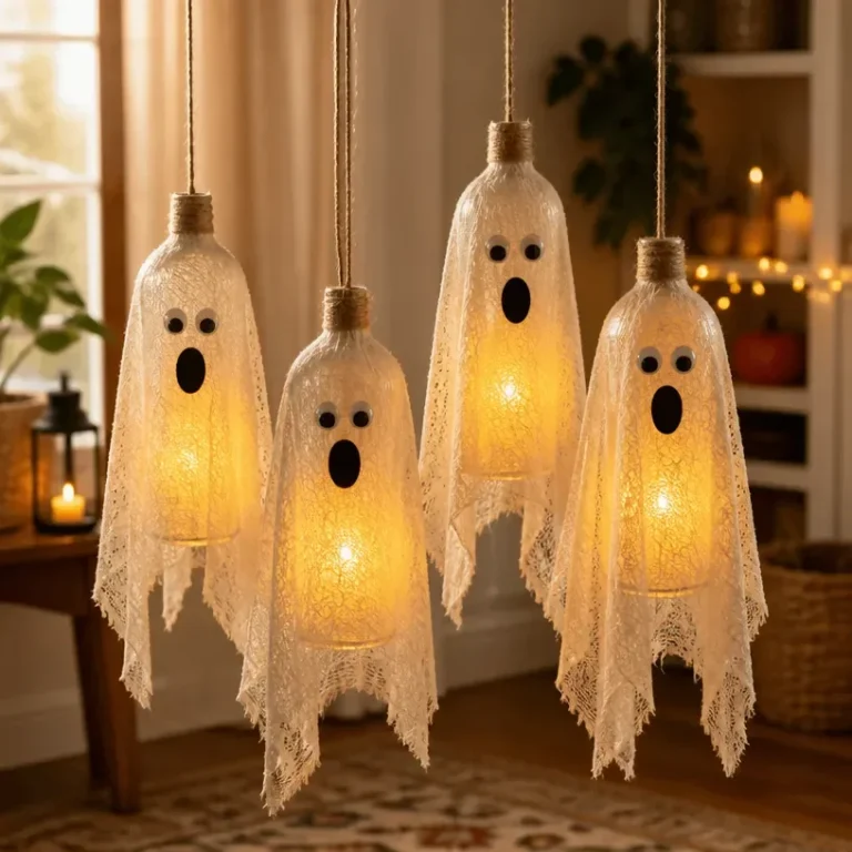 DIY glass bottle lanterns for Halloween lighting