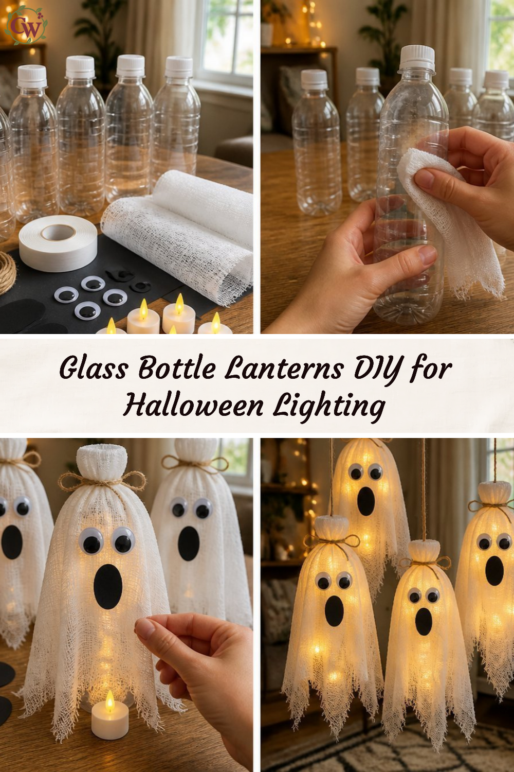 Glass Bottle Lanterns DIY for Halloween Lighting