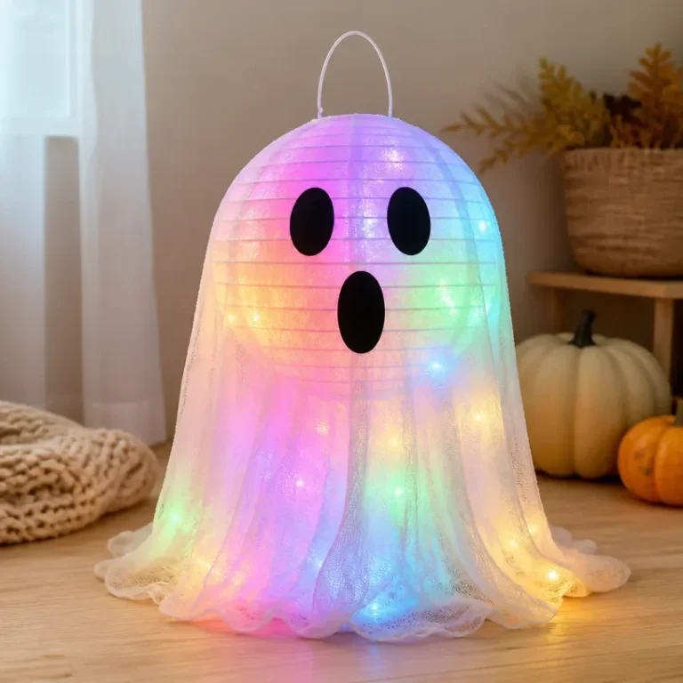 Glowing Rainbow Ghost Lantern perfect for Halloween decor