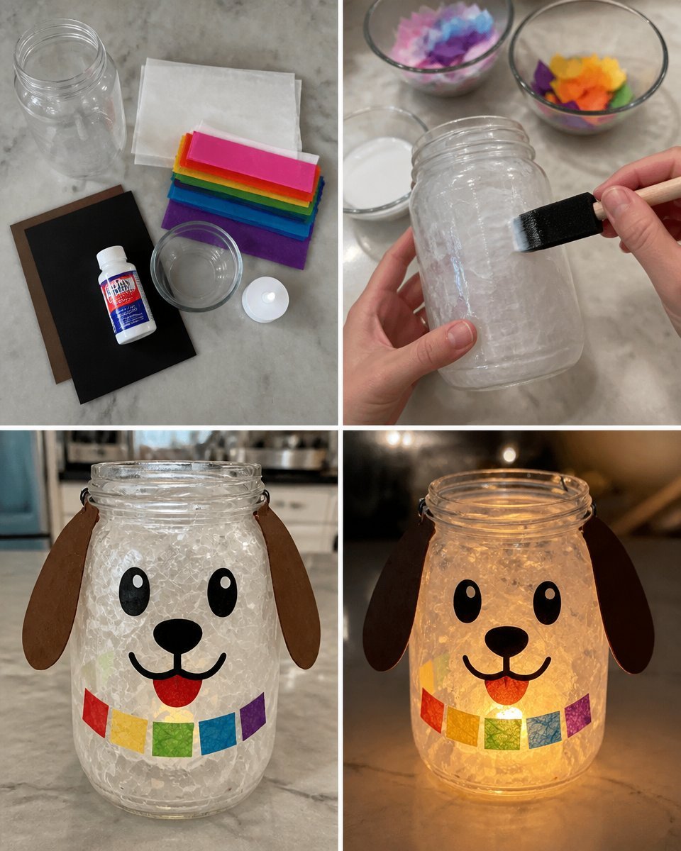 Glowing Rainbow Puppy Ghost Lantern for Halloween Decor