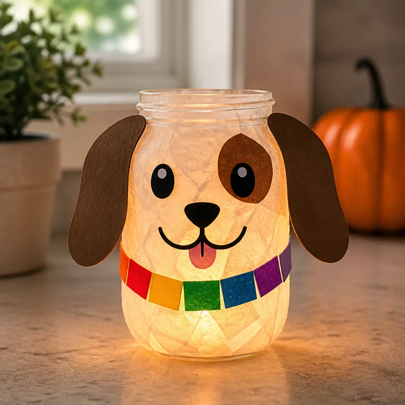 Glowing Rainbow Puppy Ghost Lantern for Halloween Decor