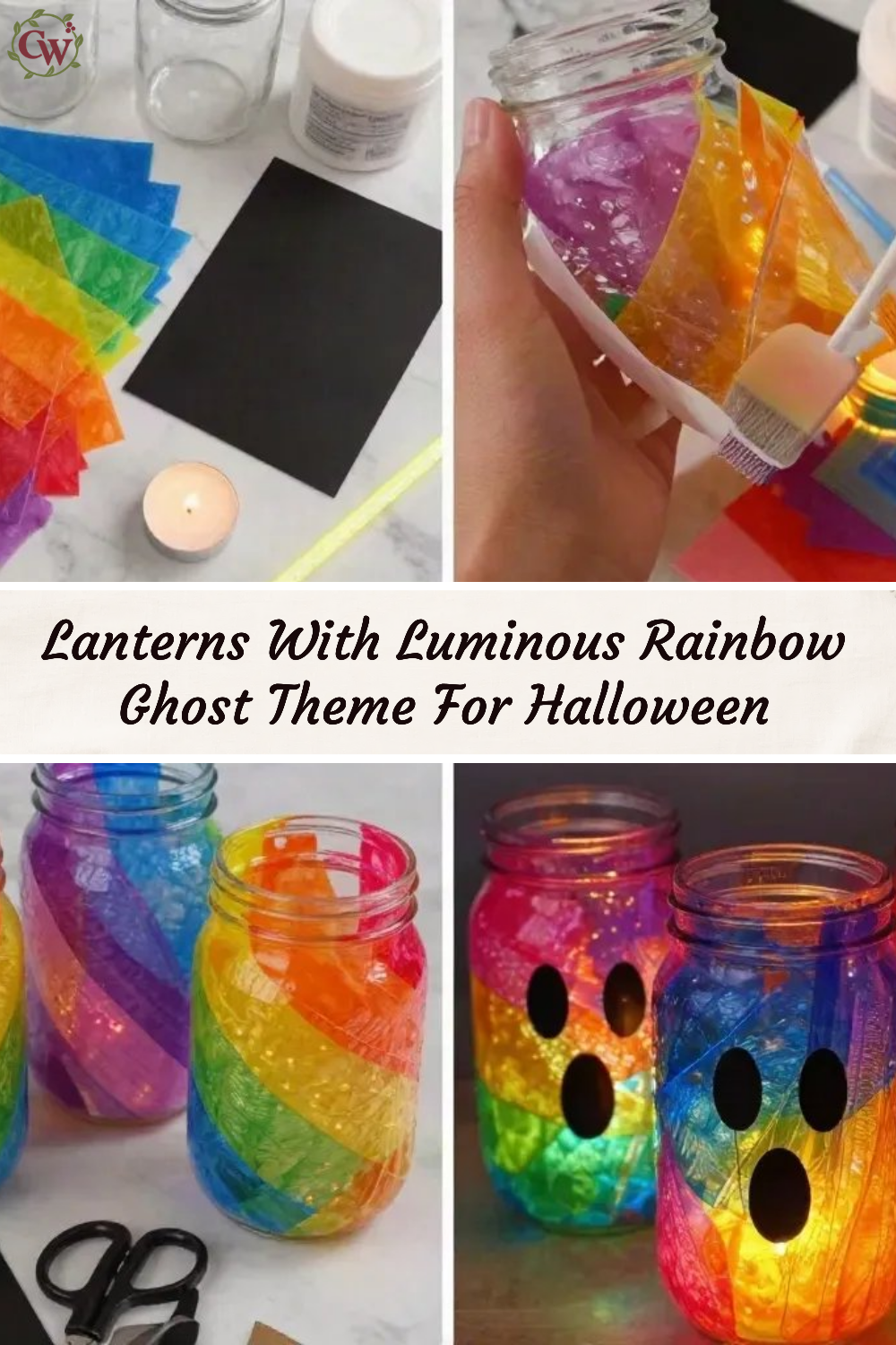 Lanterns With Luminous Rainbow Ghost Theme For Halloween
