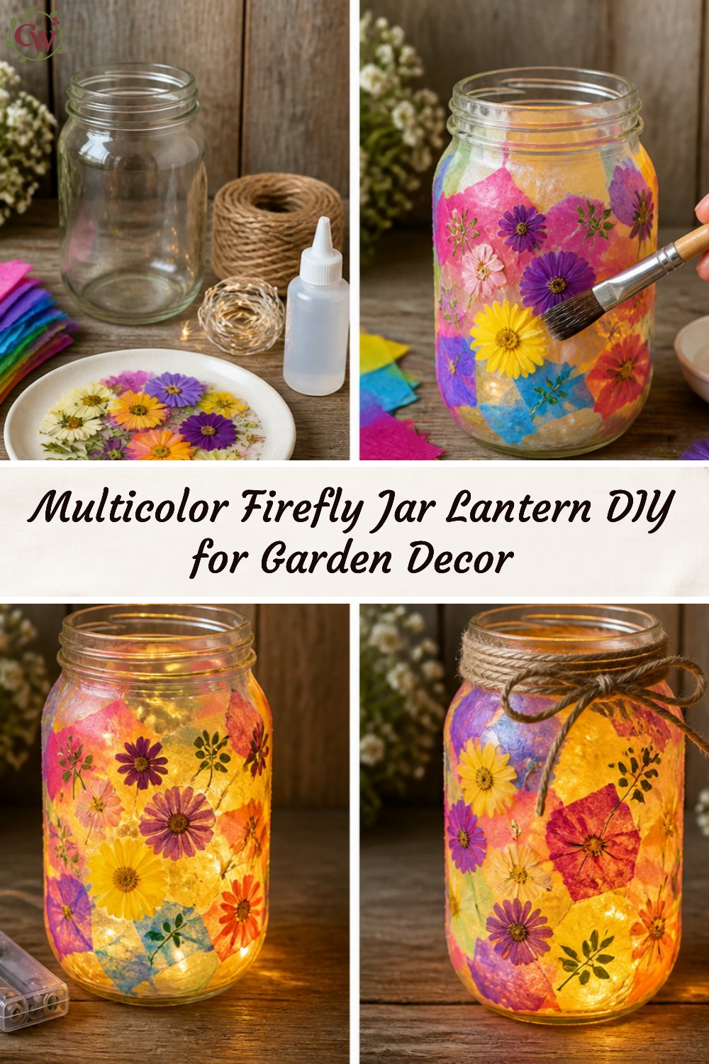 Multicolor Firefly Jar Lantern DIY for Garden Decor