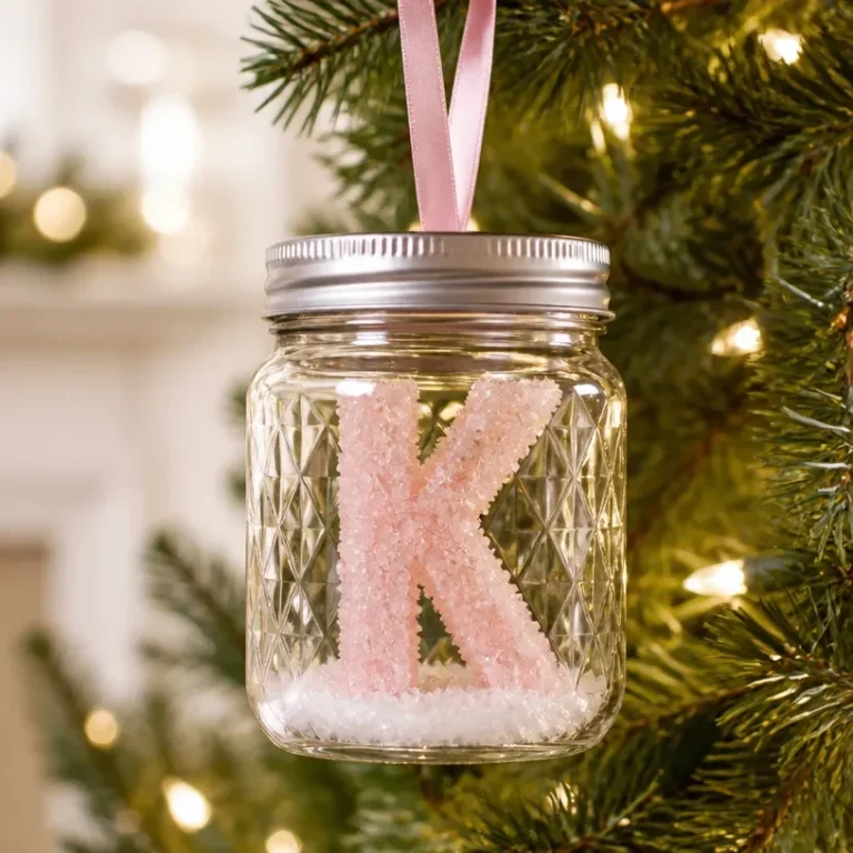 Personalized crystal initial ornament with custom monogram design