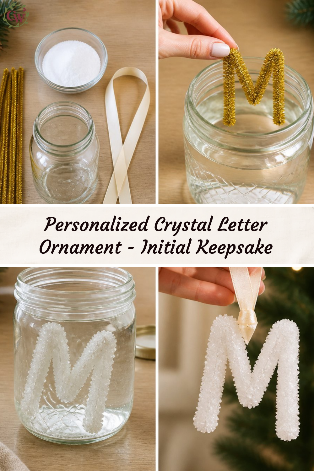Personalized Crystal Letter Ornament - Initial Keepsake