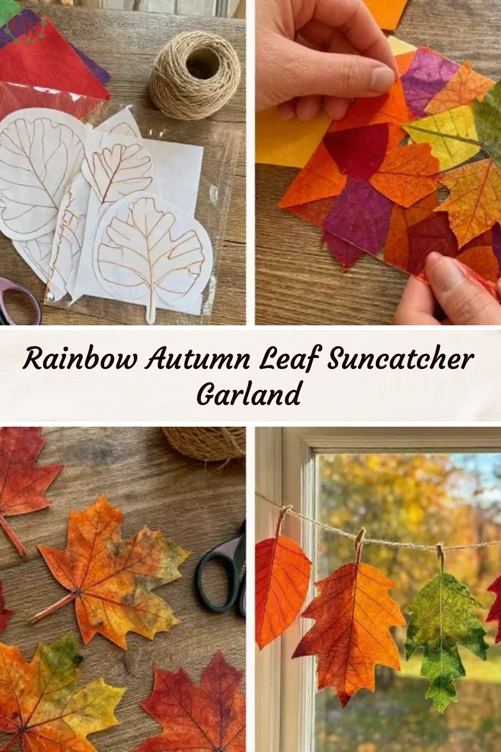 Rainbow Autumn Leaf Suncatcher Garland