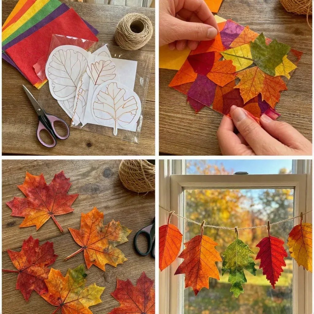 Rainbow Autumn Leaf Suncatcher Garland