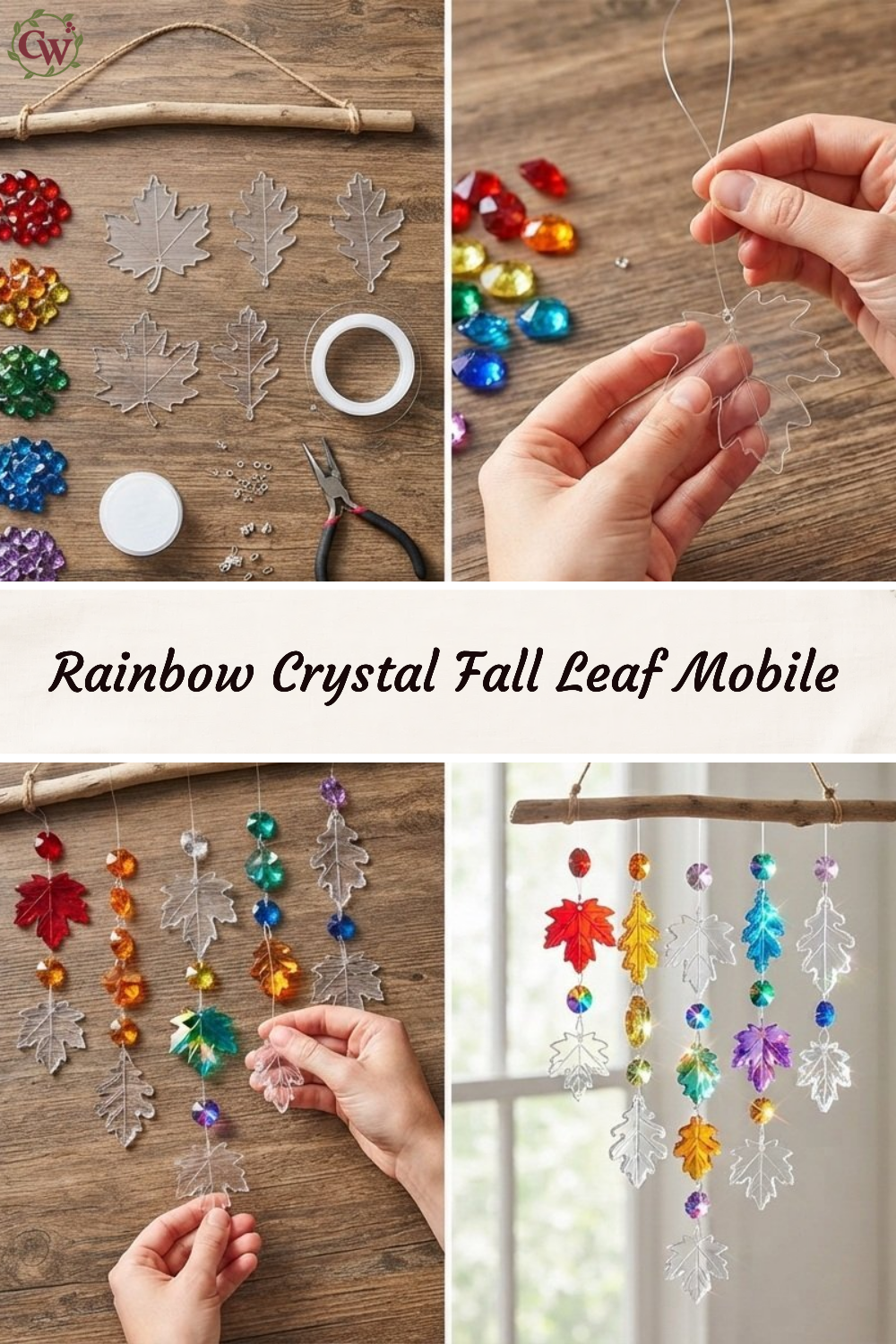 Rainbow Crystal Fall Leaf Mobile