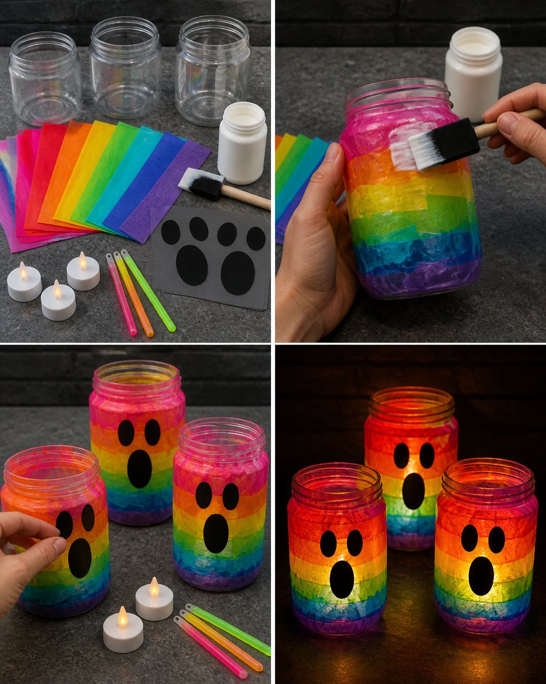 Rainbow Ghost Lanterns That Glow for Halloween