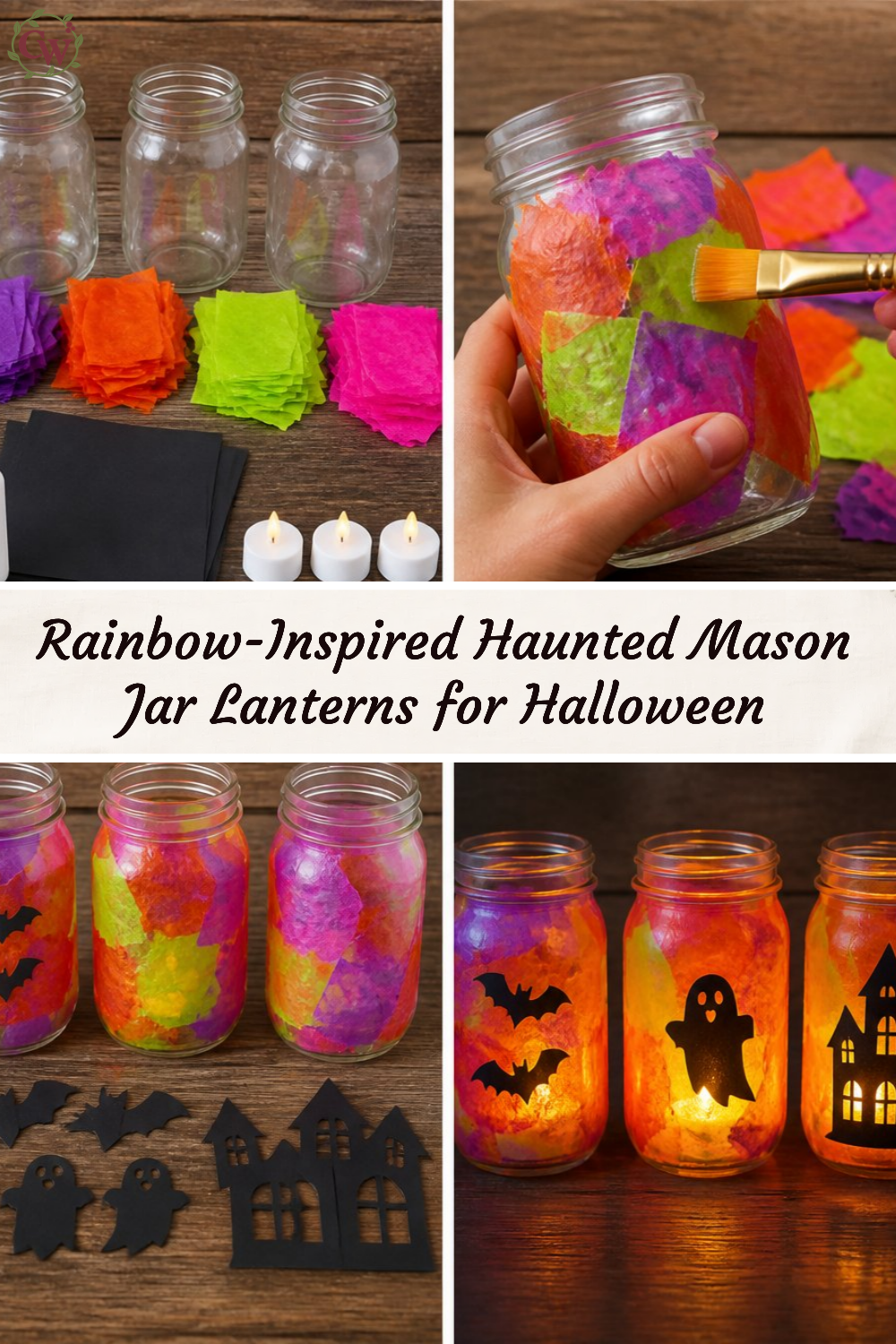 Rainbow-Inspired Haunted Mason Jar Lanterns for Halloween