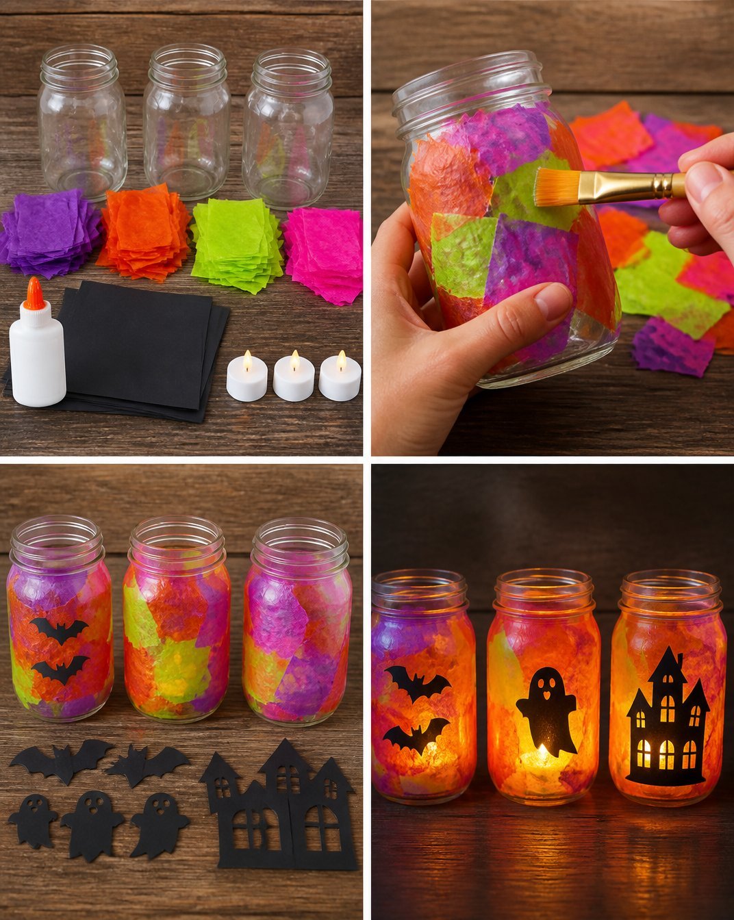 Rainbow-Inspired Haunted Mason Jar Lanterns for Halloween