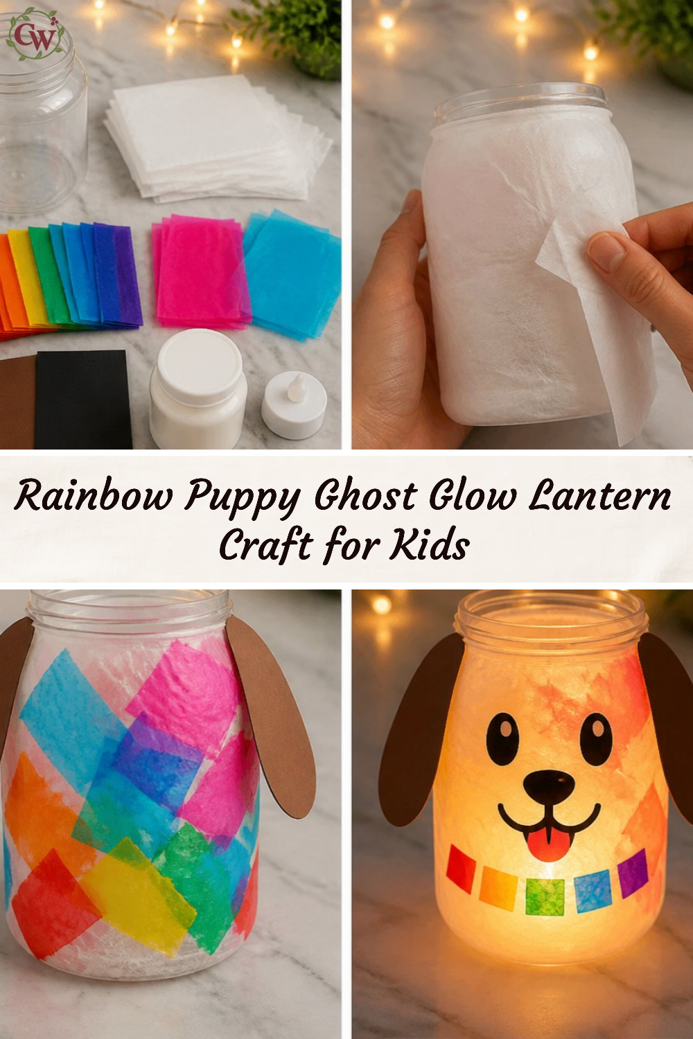 Rainbow Puppy Ghost Glow Lantern Craft for Kids