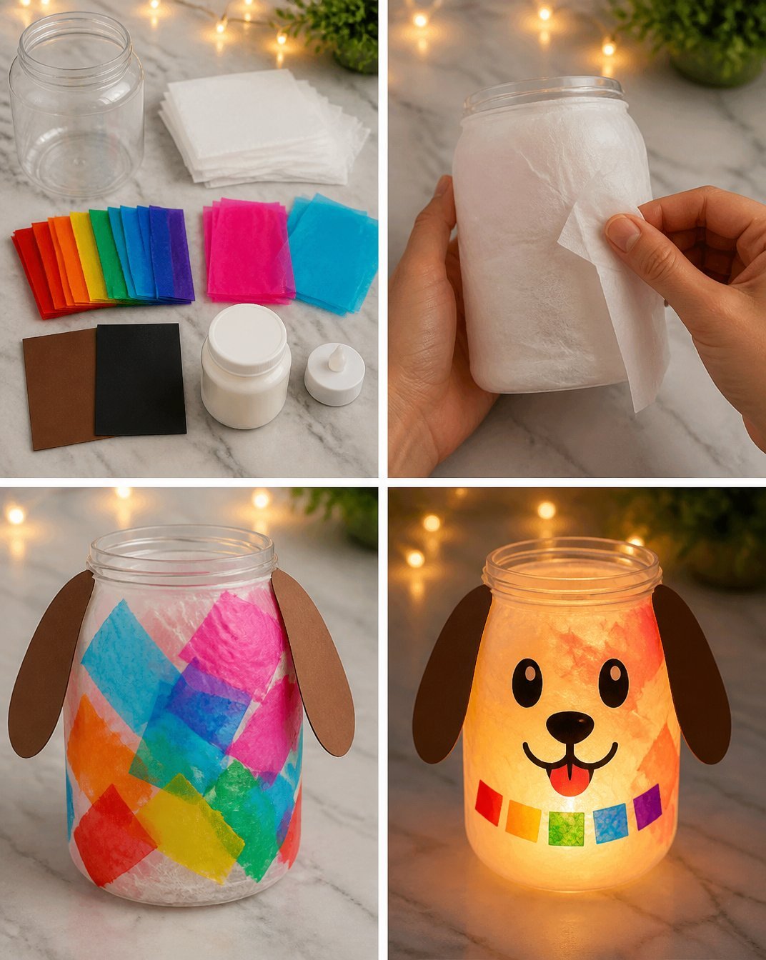 Rainbow Puppy Ghost Glow Lantern Craft for Kids