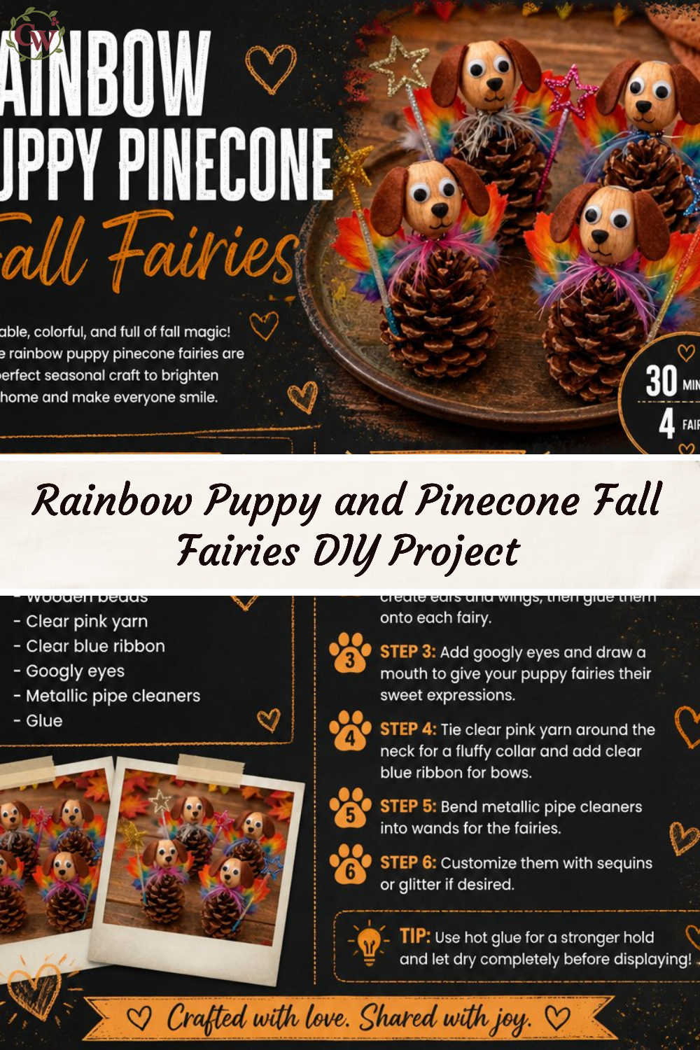 Rainbow Puppy and Pinecone Fall Fairies DIY Project