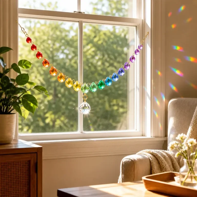 DIY Rainbow Window Garland for colorful room decor