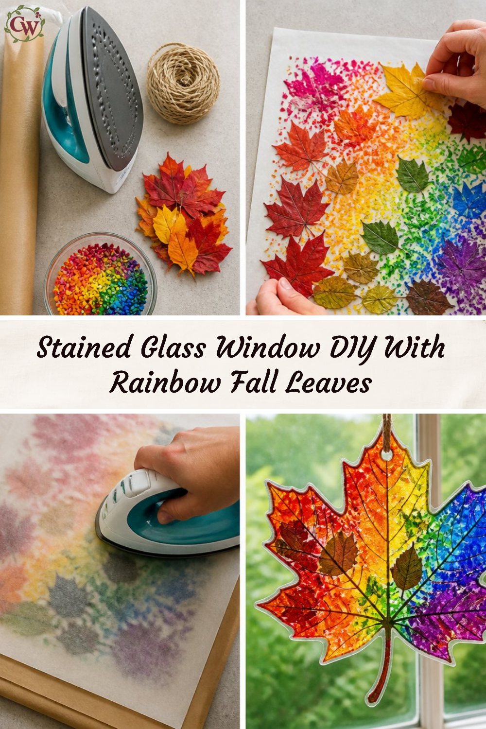 Stained Glass Window DIY With Rainbow Fall Leaves