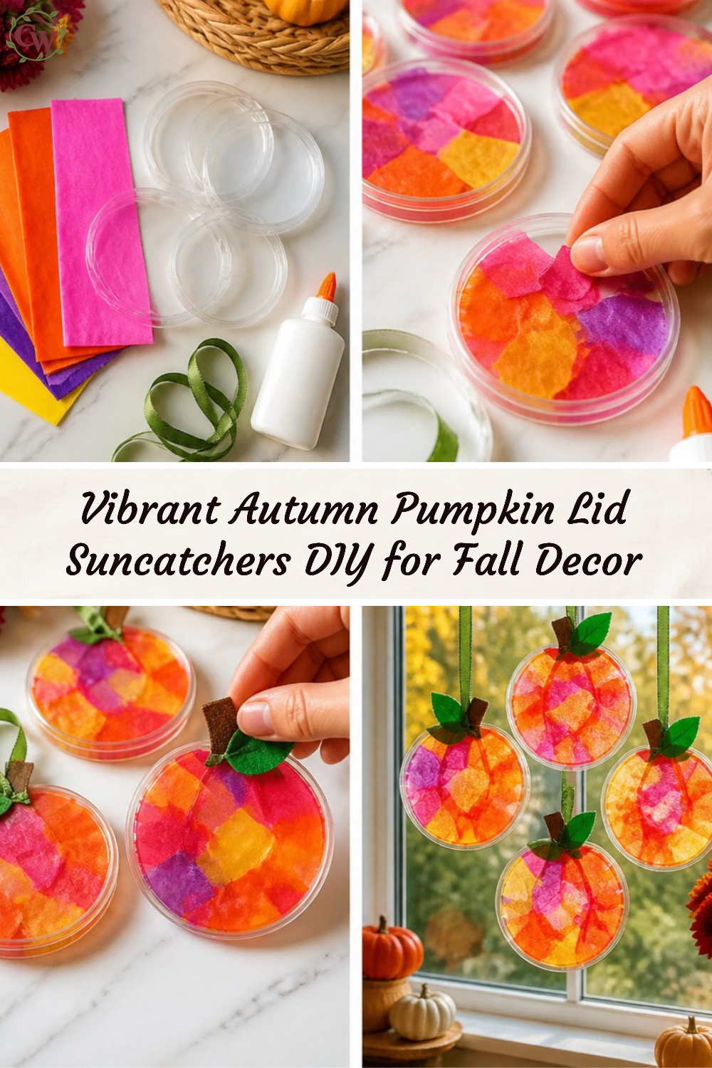 Vibrant Autumn Pumpkin Lid Suncatchers DIY for Fall Decor